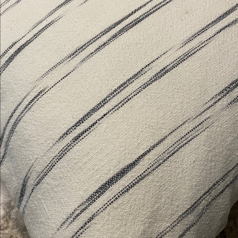 KAF HOME Uneven Stripe Cream & Gray 20” Square Pillow with Feather Pillow Insert